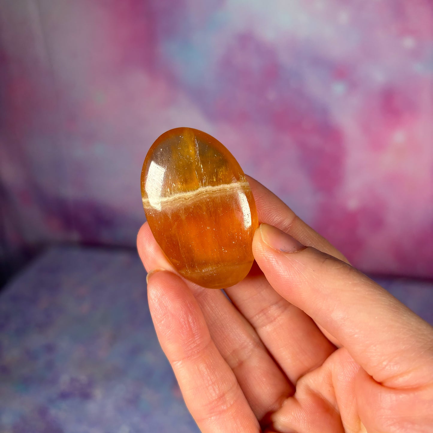 Honey Calcite Small Flat Palm