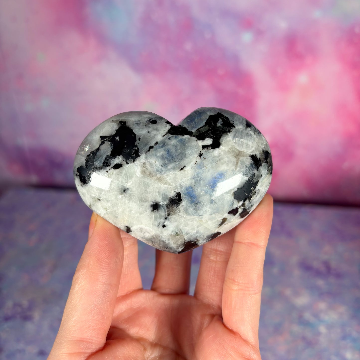 Rainbow Moonstone Standing Heart