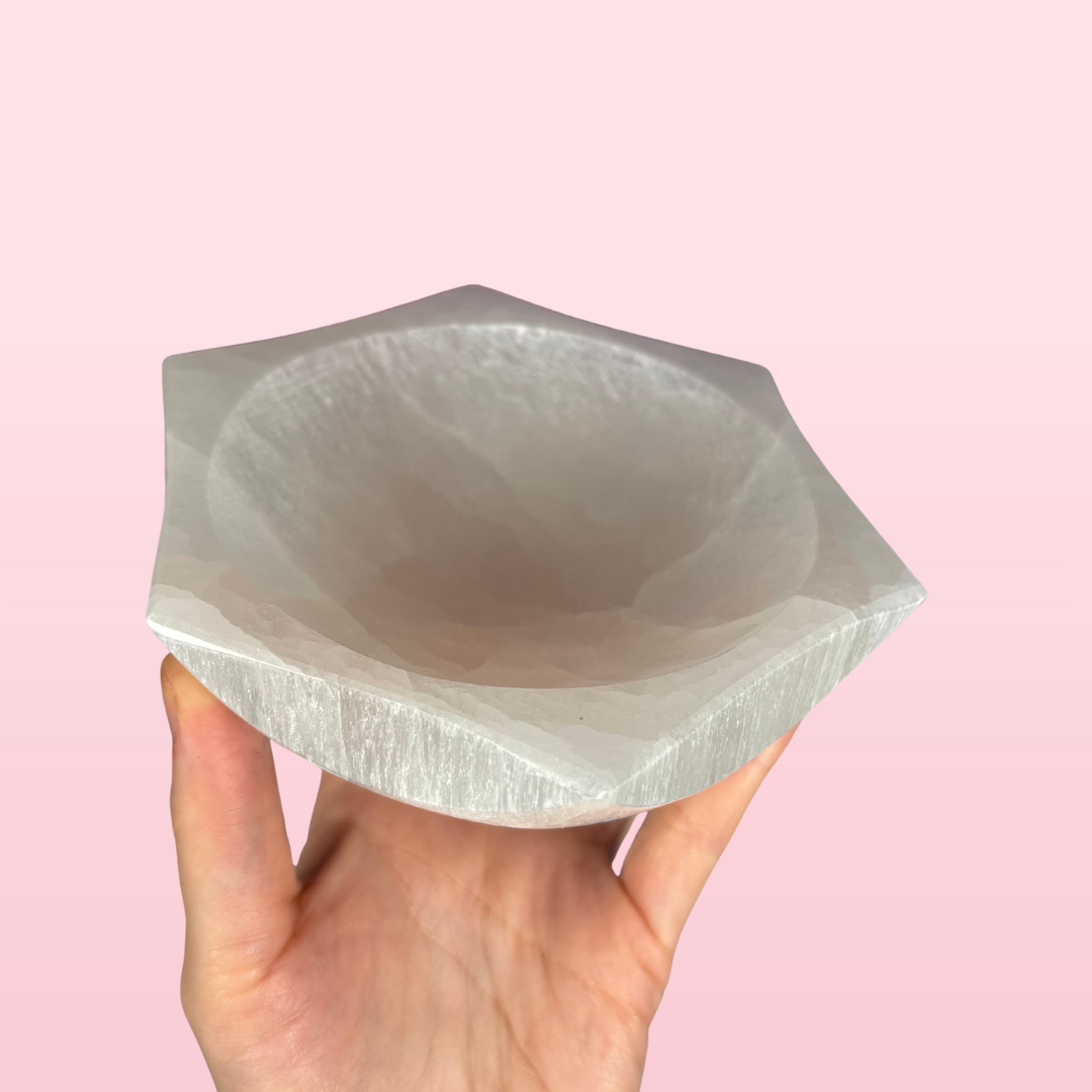 Selenite Hexagon Bowl Med