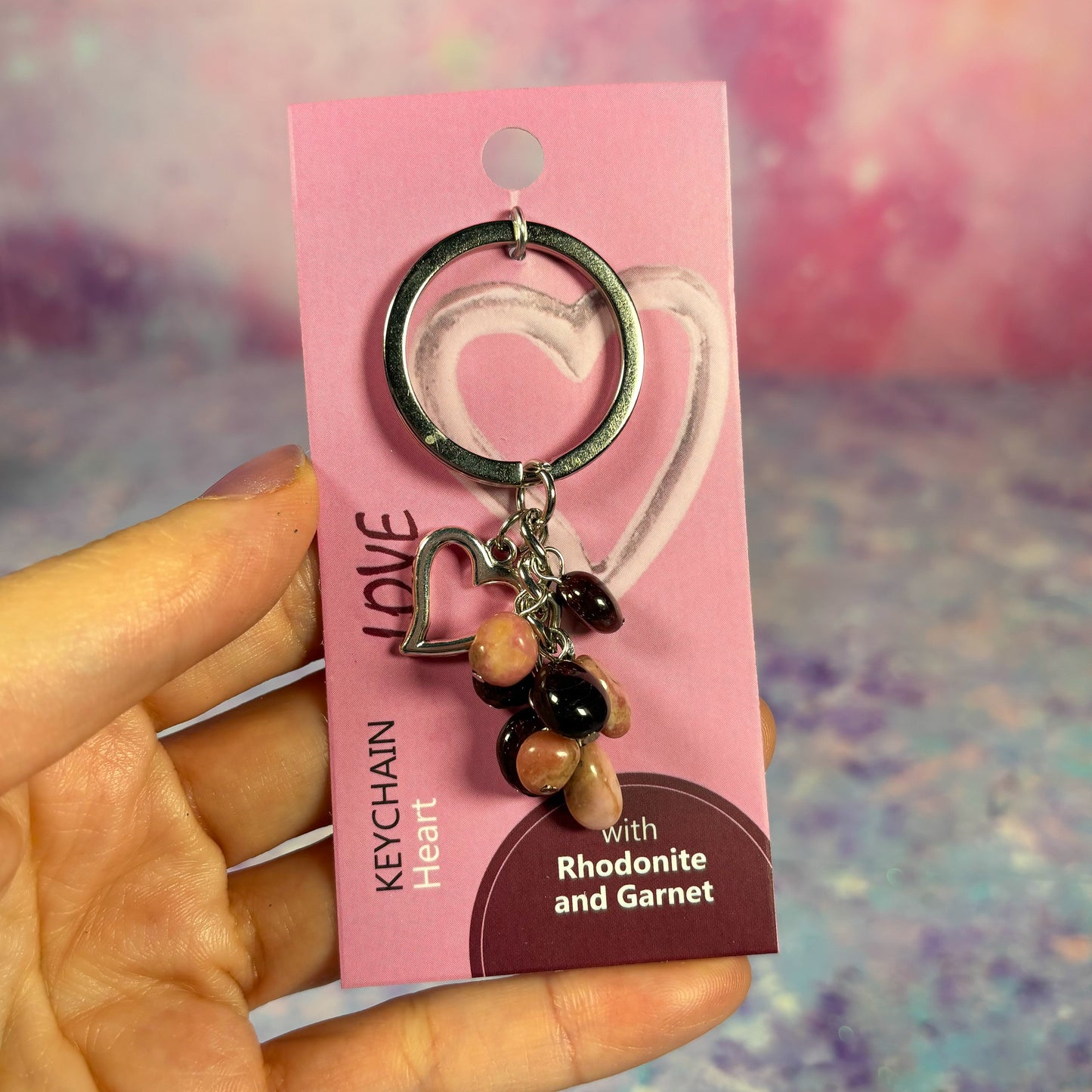 Rhodonite/Garnet Keychain