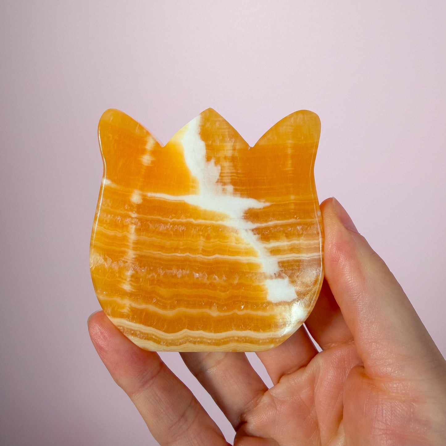 Orange Calcite Self Standing Flower
