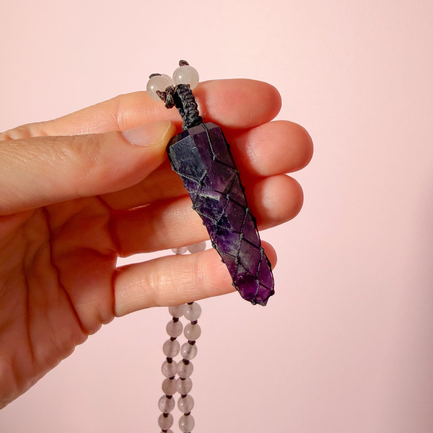 Amethyst and Clear Quartz Mala