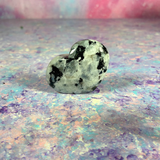 Rainbow Moonstone Standing Heart