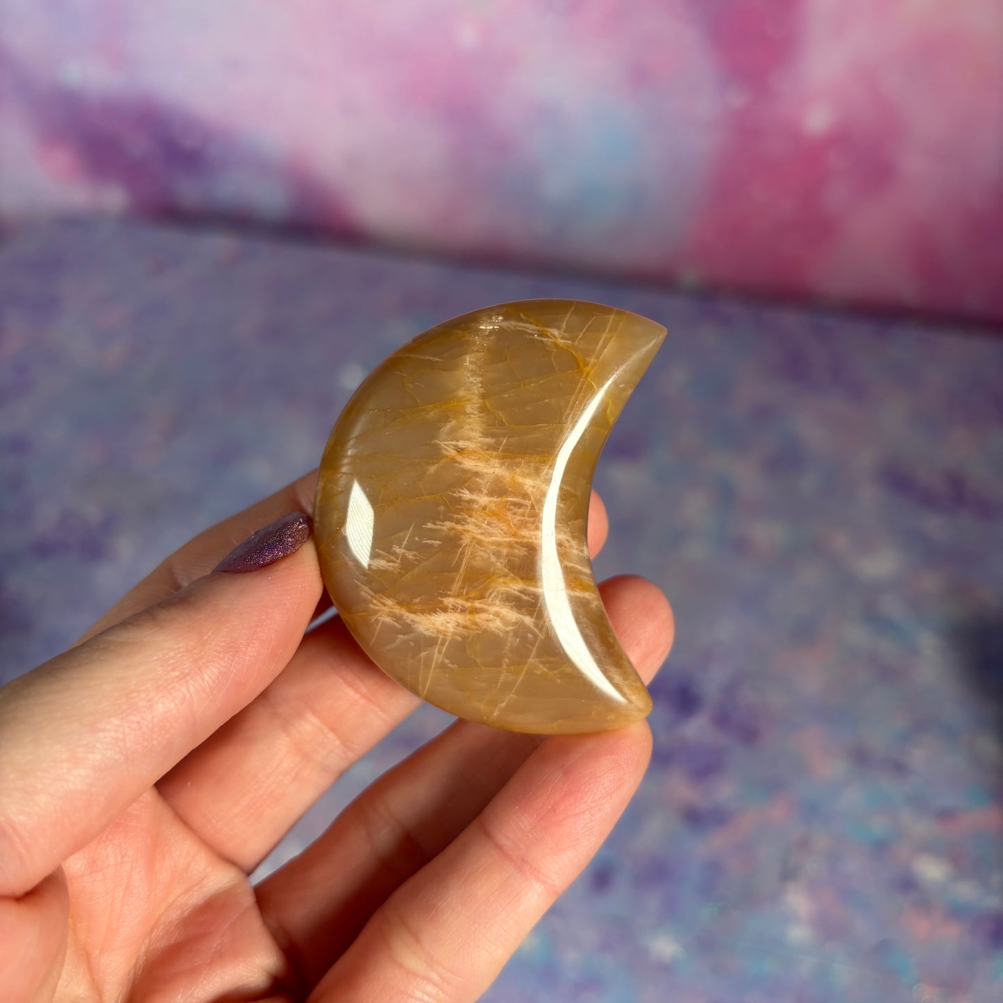 Peach Moonstone Moon Medium