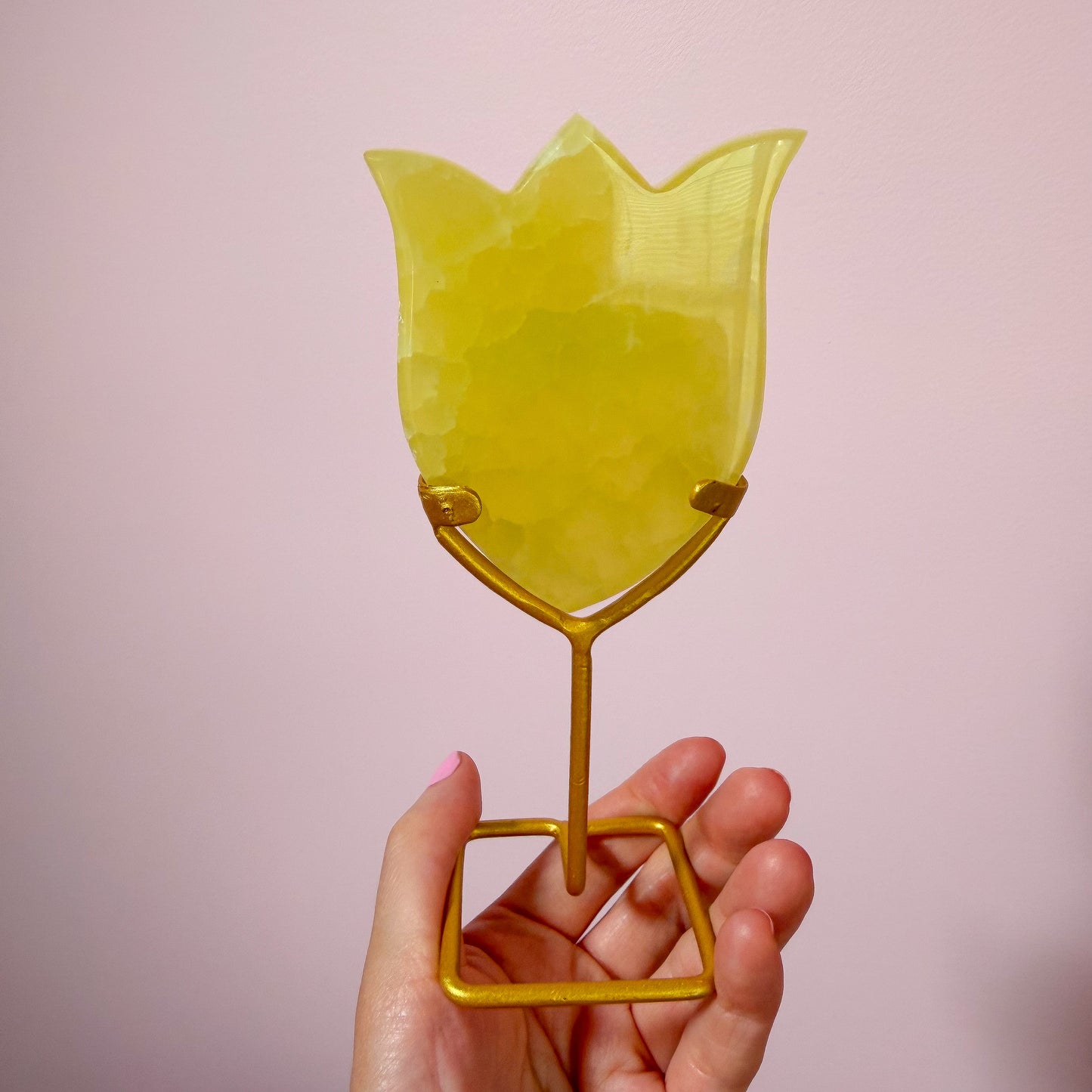 Lemon Calcite Flowers On Stand
