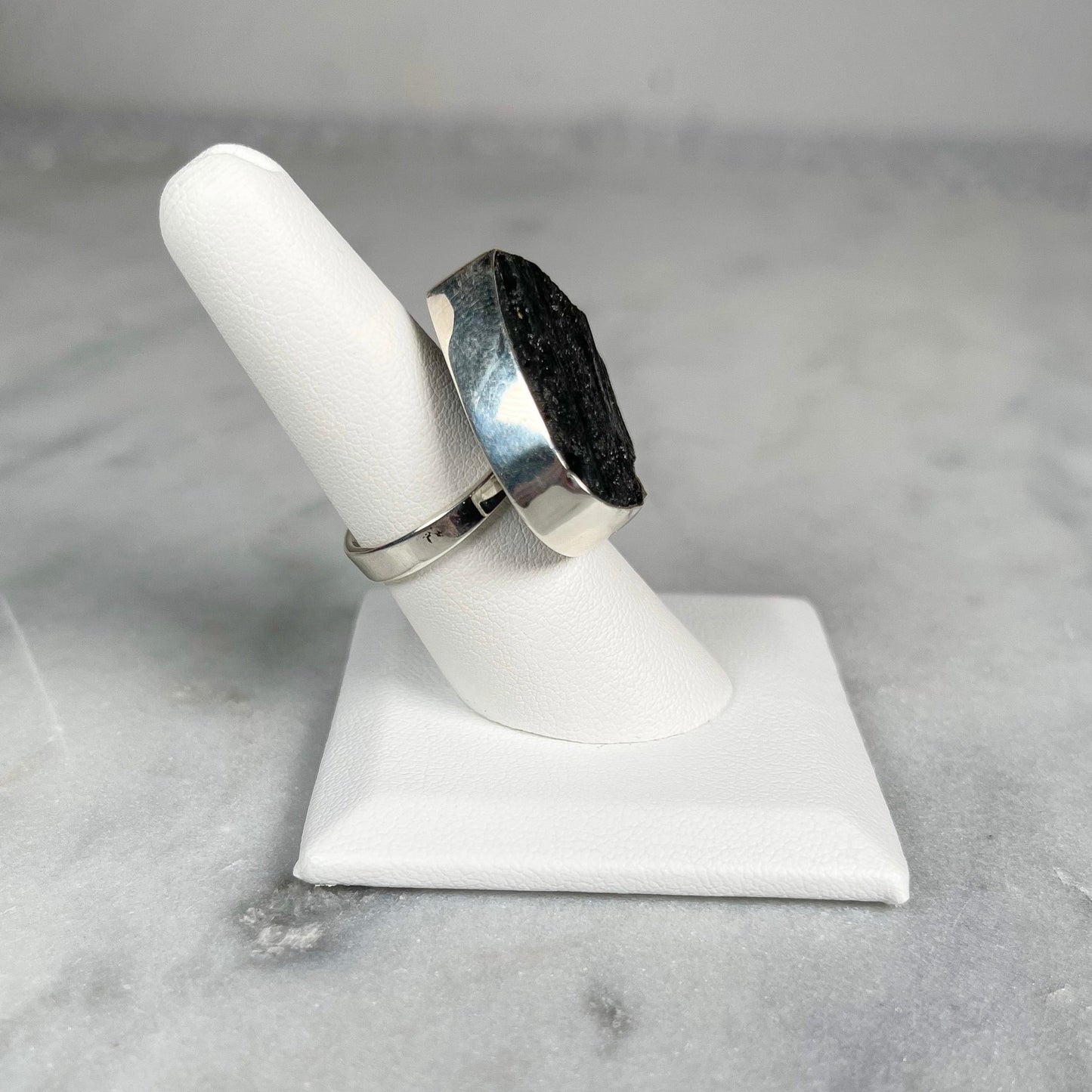 Black Tourmaline Adjustable Sterling Silver Rings - Crystal Concepts