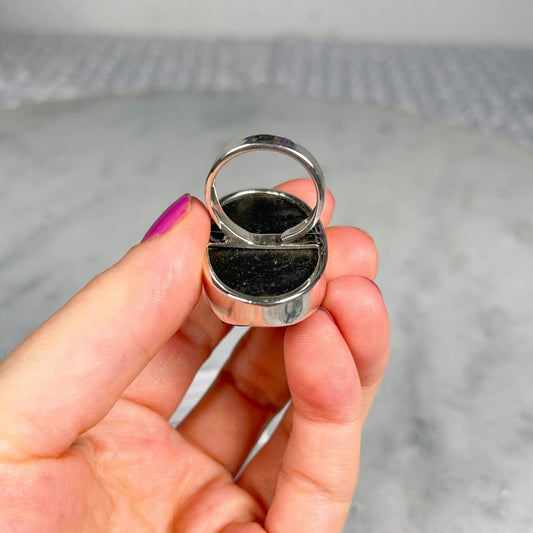 Black Tourmaline Adjustable Sterling Silver Rings - Crystal Concepts