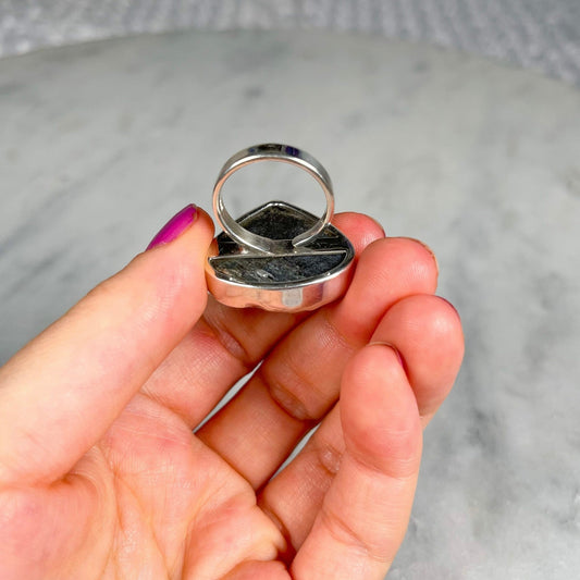 Black Tourmaline Adjustable Sterling Silver Rings - Crystal Concepts