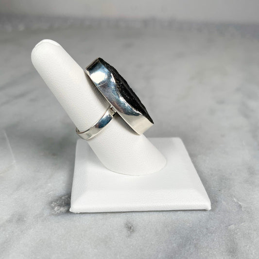 Black Tourmaline Adjustable Sterling Silver Rings - Crystal Concepts