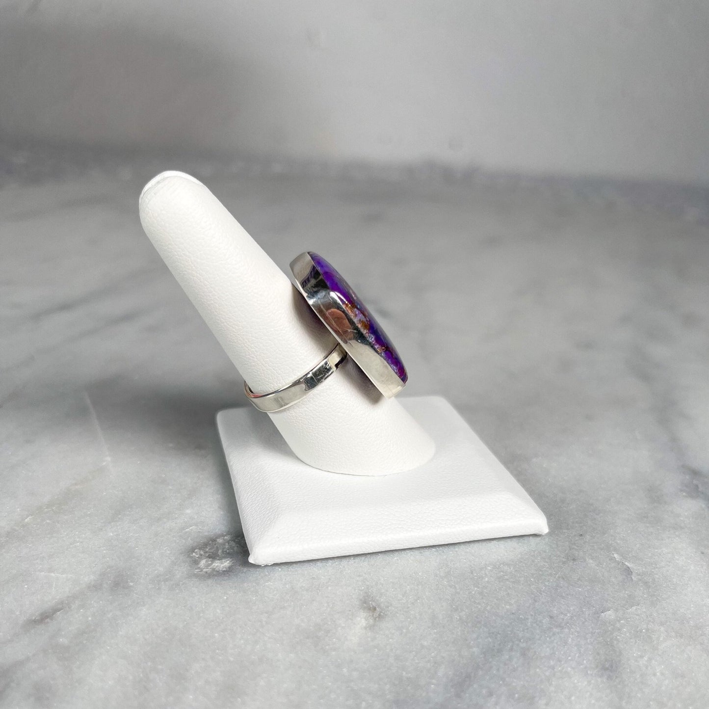 Purple Copper Turquoise Adjustable Sterling Silver Ring - Crystal Concepts