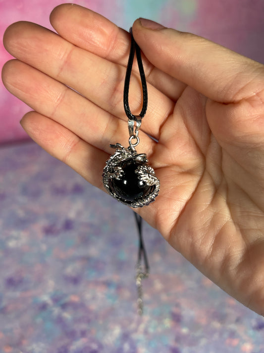 Black Obsidian Dragon Necklace