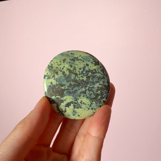 Green Serpentine & Pyrite Flat Palms