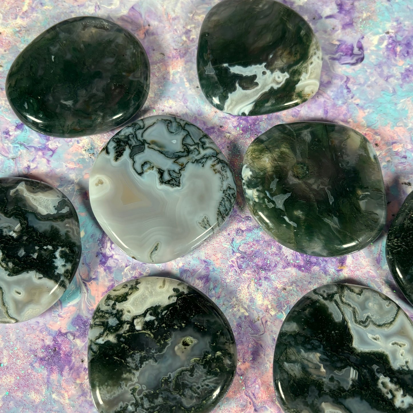 Moss Agate Flat Palm