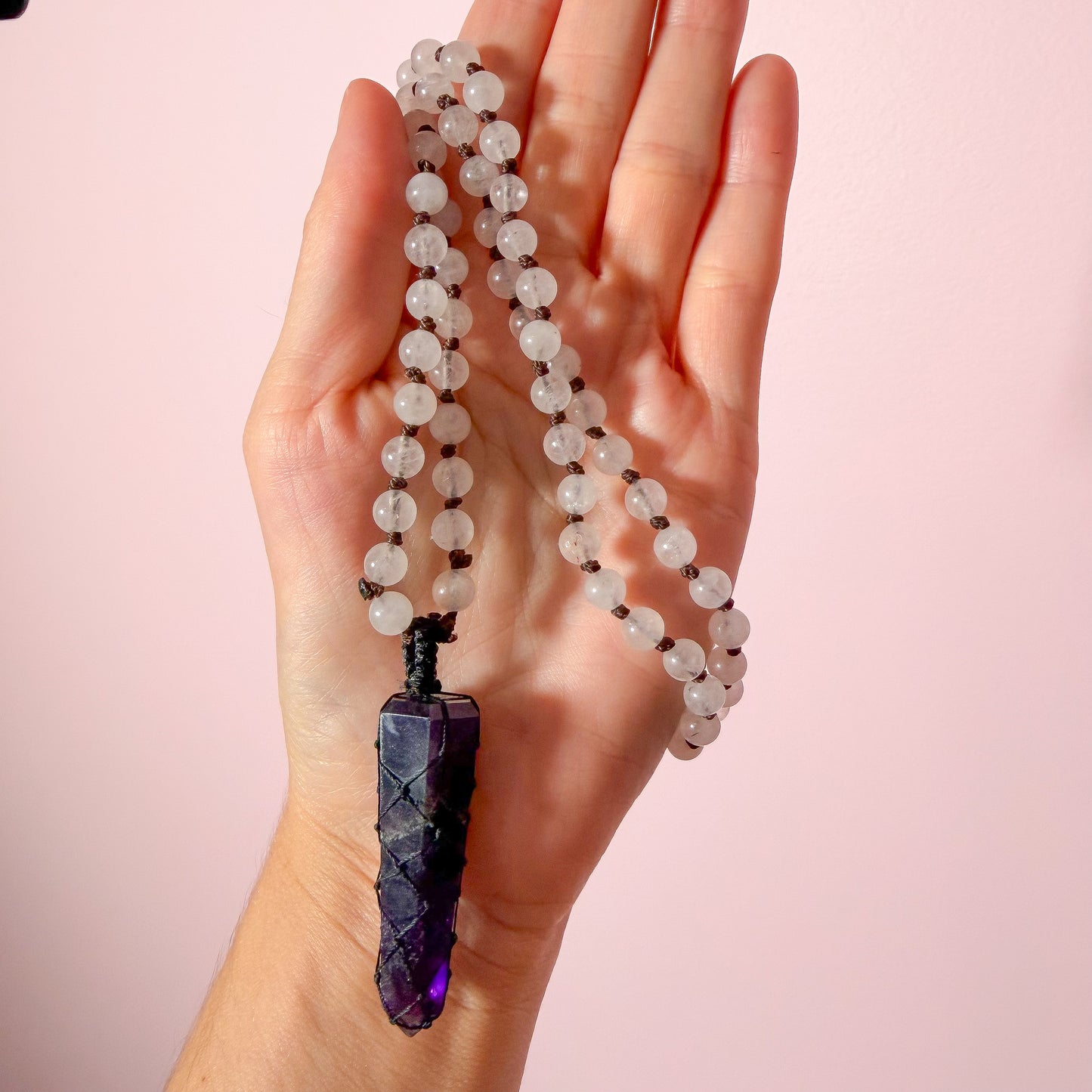 Amethyst and Clear Quartz Mala