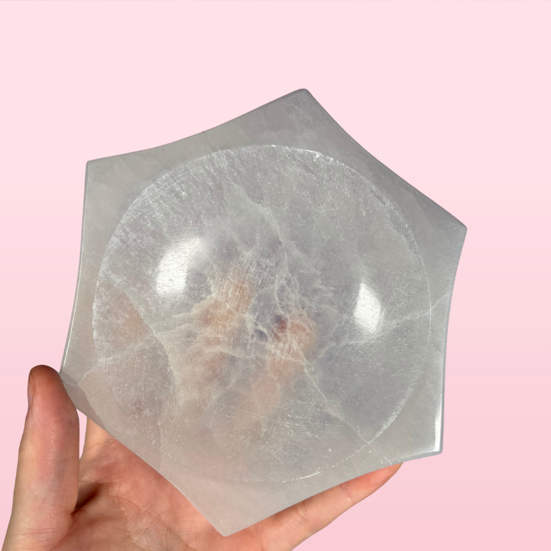 Selenite Hexagon Bowl Med