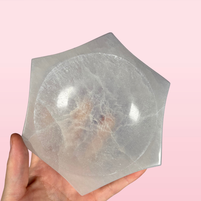 Selenite Hexagon Bowl Med