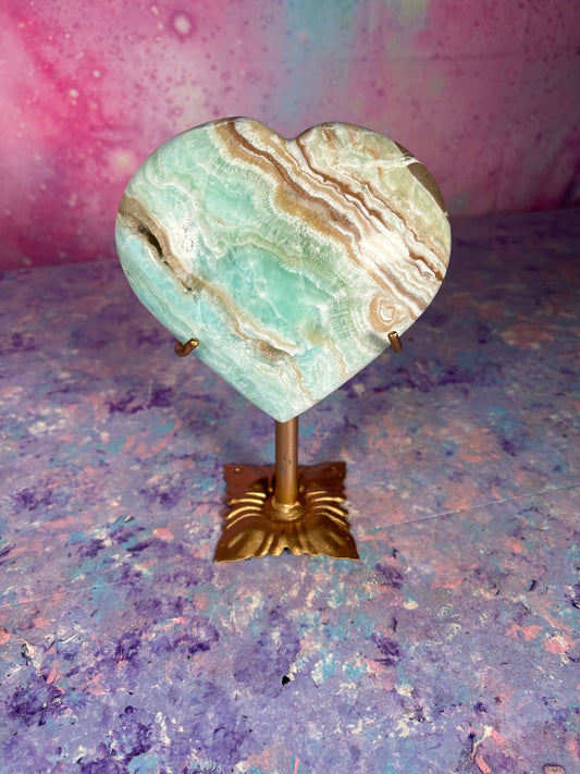 Blue Caribbean Calcite Hearts B