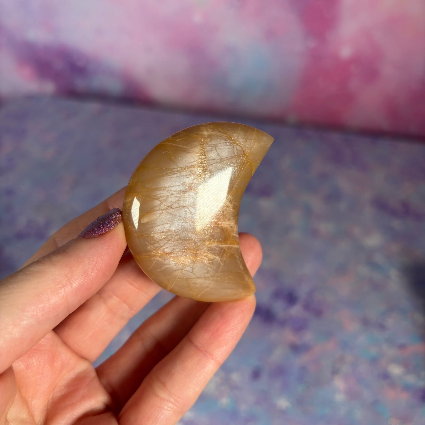 Peach Moonstone Moon Medium