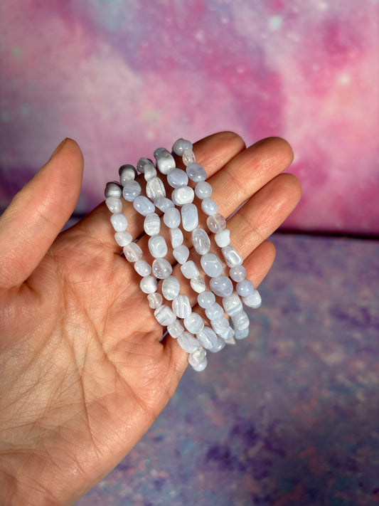 TUMBLED BLUE LACE AGATE BRACELET