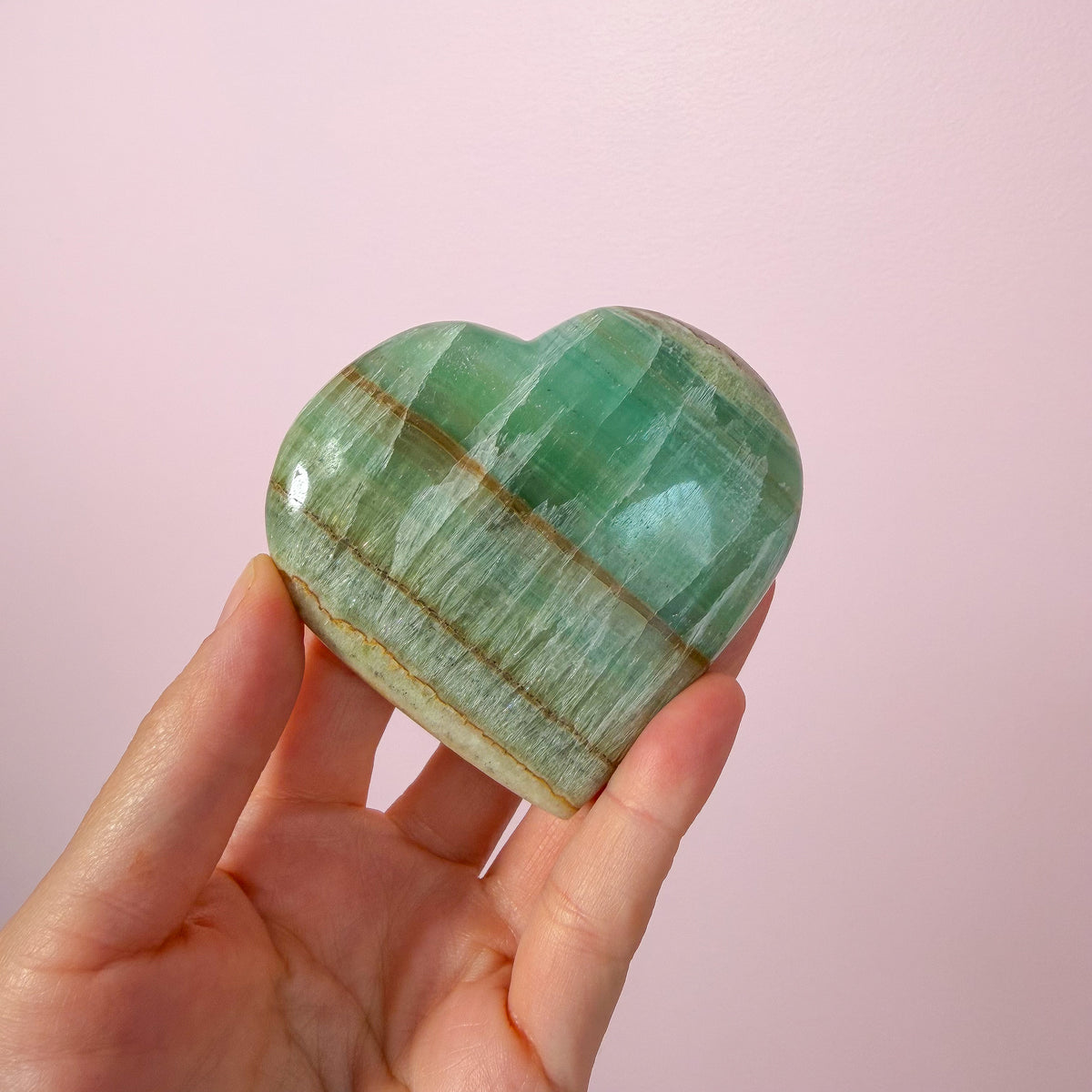 Kiwi Calcite Heart