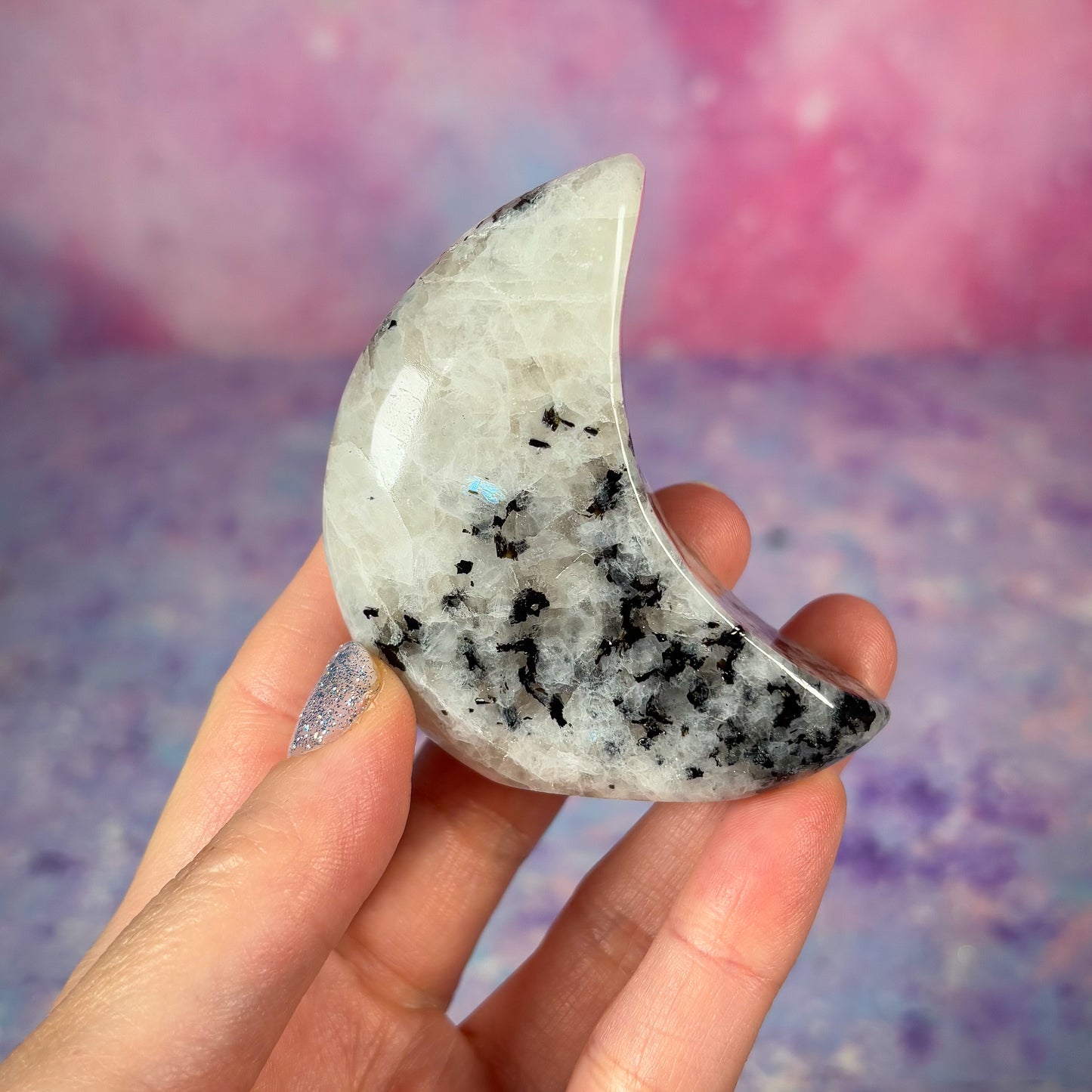 Rainbow Moonstone Self Standing Moon