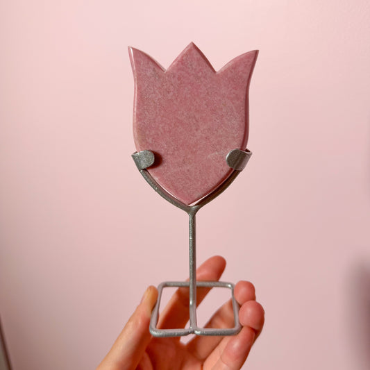 Pink Thulite Flowers On Stand