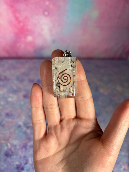 Resin Chip Rainbow Moonstone Necklace