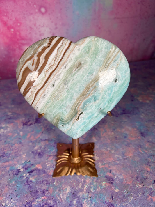 Blue Caribbean Calcite Hearts A