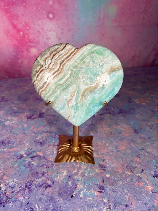 Blue Caribbean Calcite Hearts B