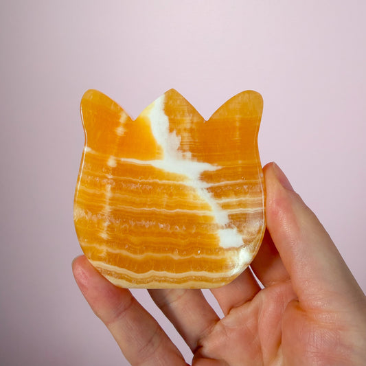 Orange Calcite Self Standing Flower