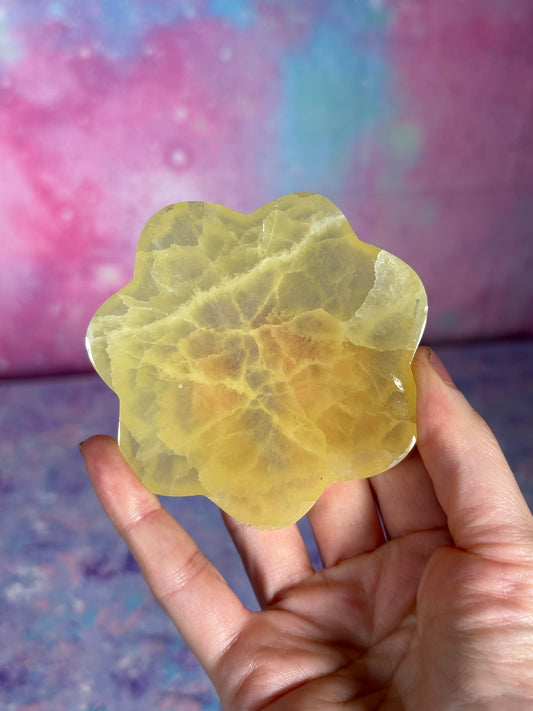 Lemon Calcite Flower Bowl