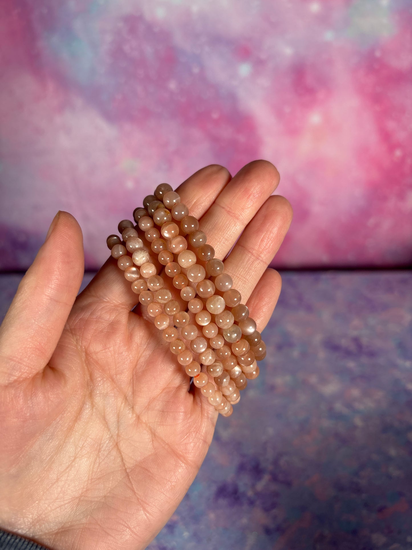 PEACH MOONSTONE BRACELET 7mm