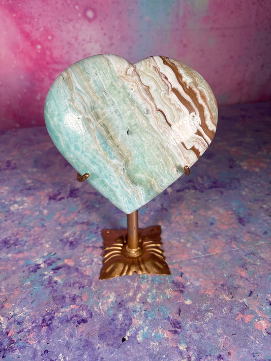 Blue Caribbean Calcite Hearts A