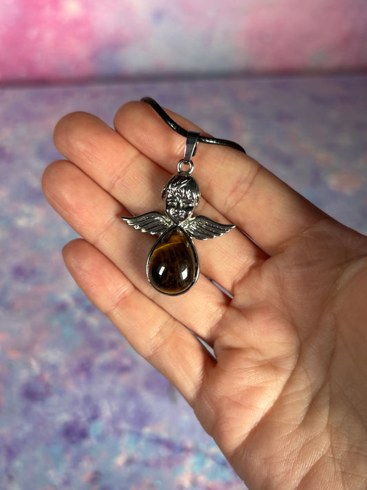 Tigers Eye Angel Necklace