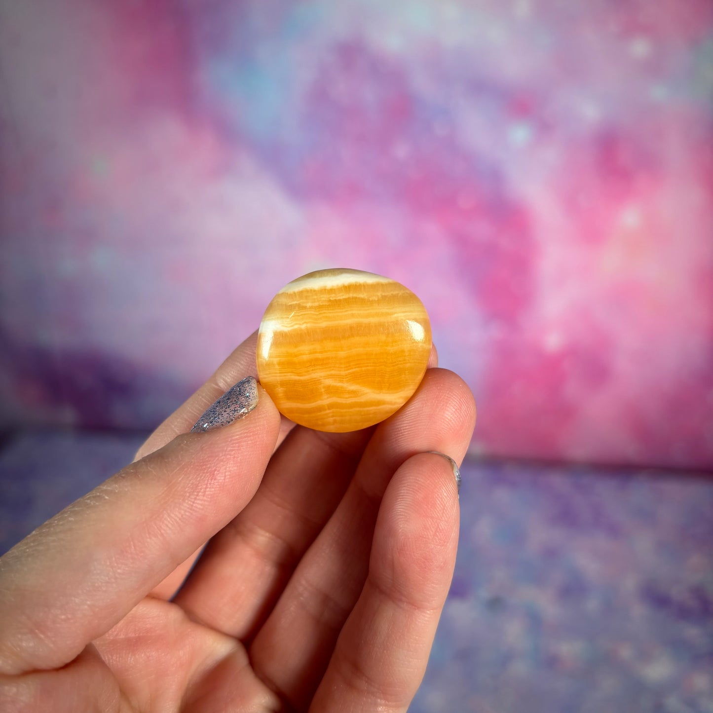 Orange Calcite Mini Flat Palm