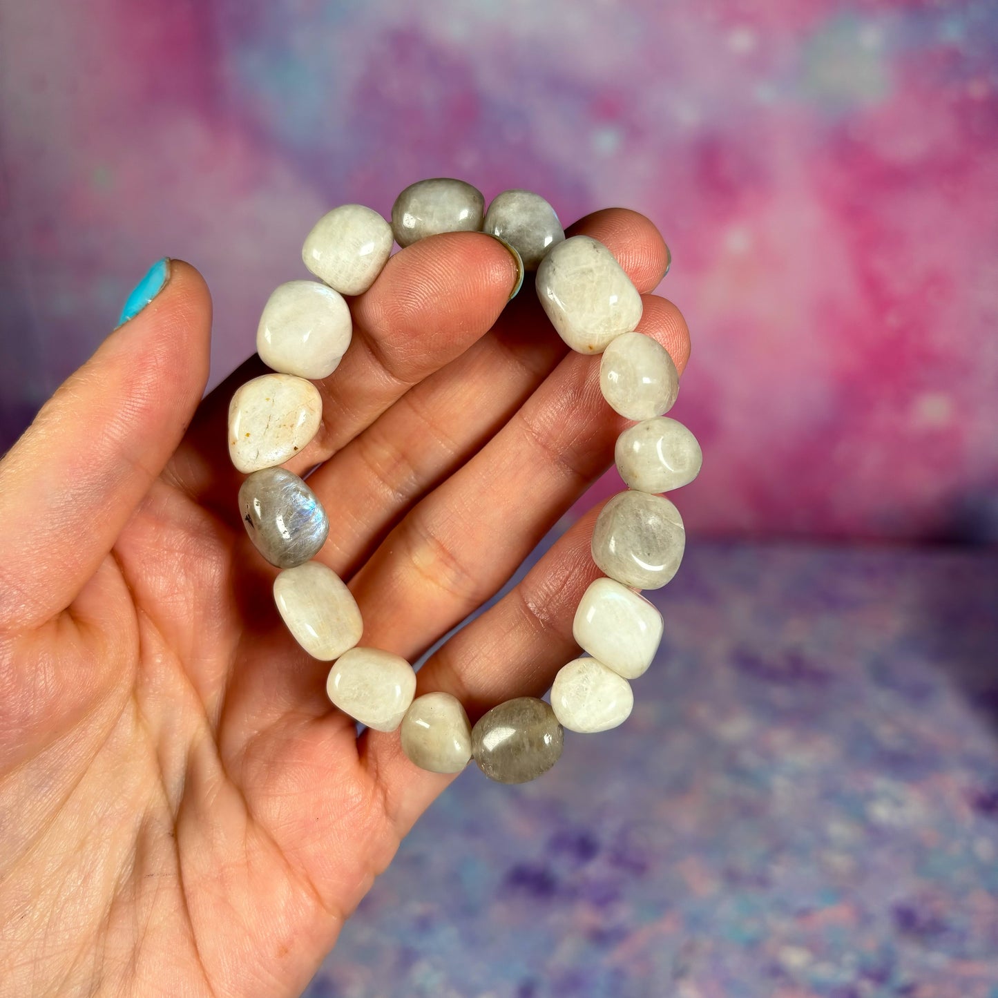 Rainbow Moonstone Tumbled Bracelet