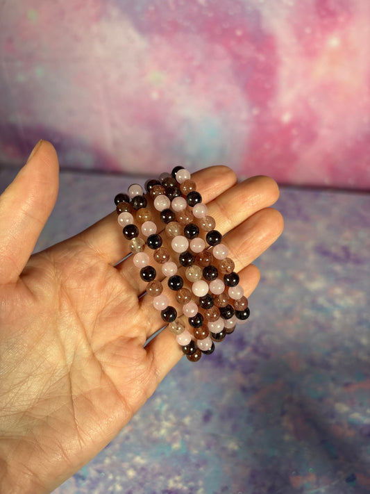 ROSE QUARTZ, STRAWBERRY QUARTZ, GARNET BRACELET