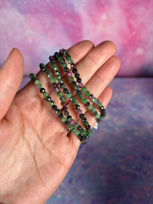 FACETED RUBY ZOISITE BRACELET