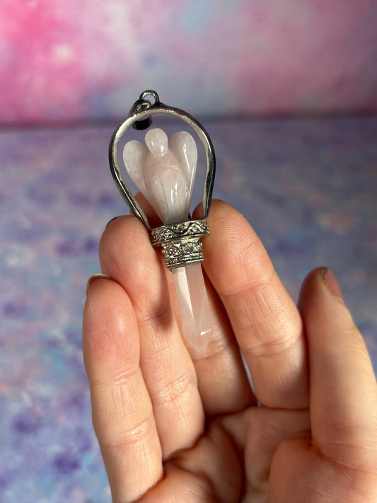 Rose Quartz Angel Pendant