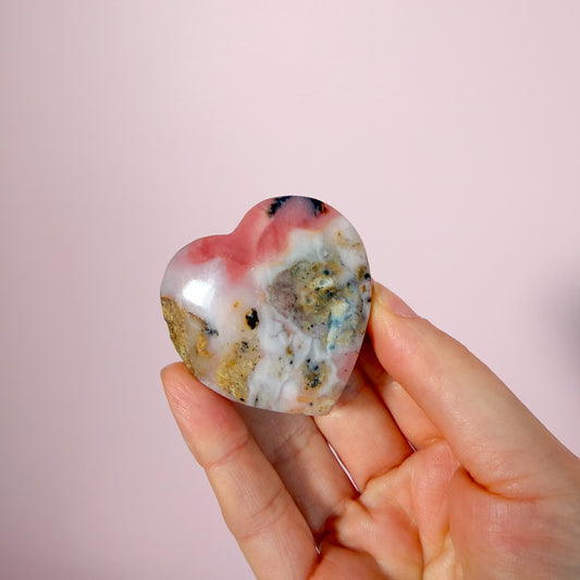 Pink Opal Self Standing Heart