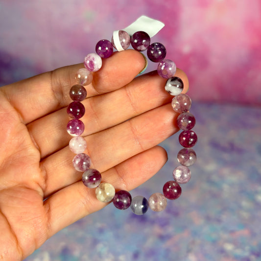 Lepidolite W/Mica 8mm Bracelet