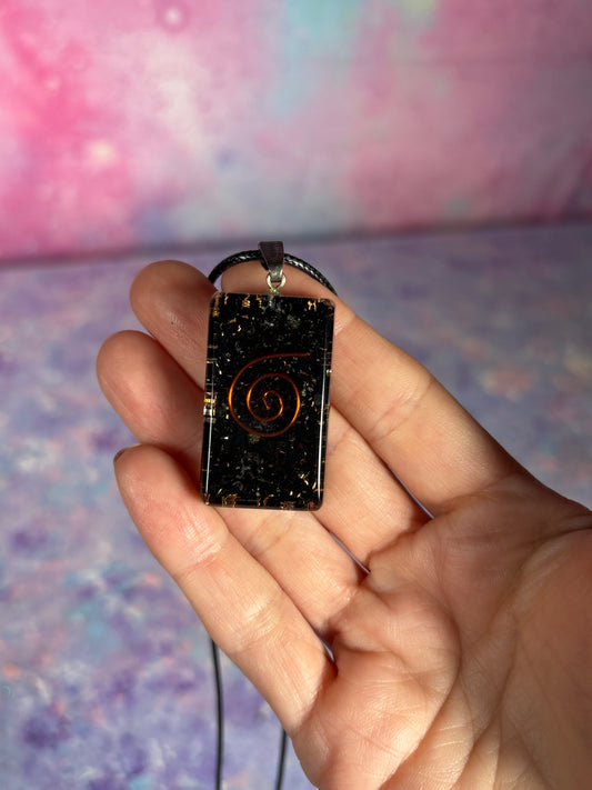 Resin Chip Black Tourmaline Necklace
