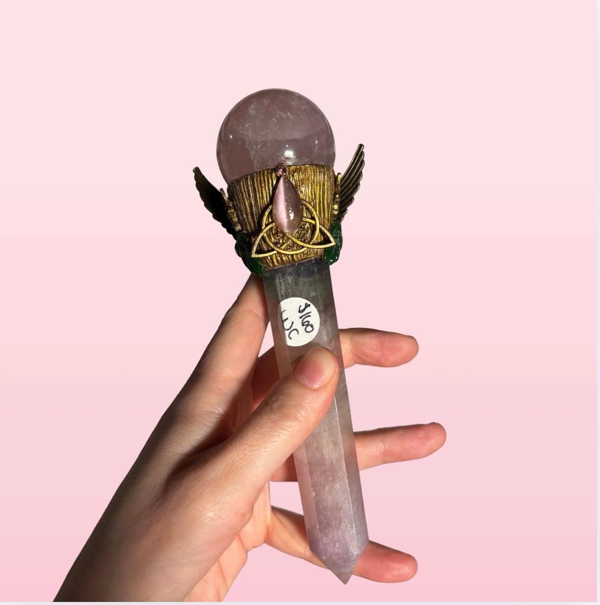 Fluorite and Rose Quartz Wand