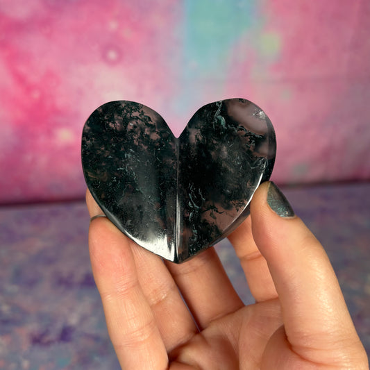Moss Agate Heart 3D