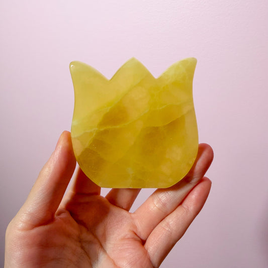 Yellow Calcite Self Standing Flower