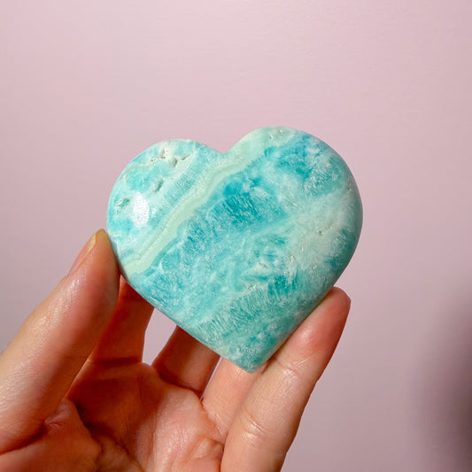 Blue Aragonite Heart L
