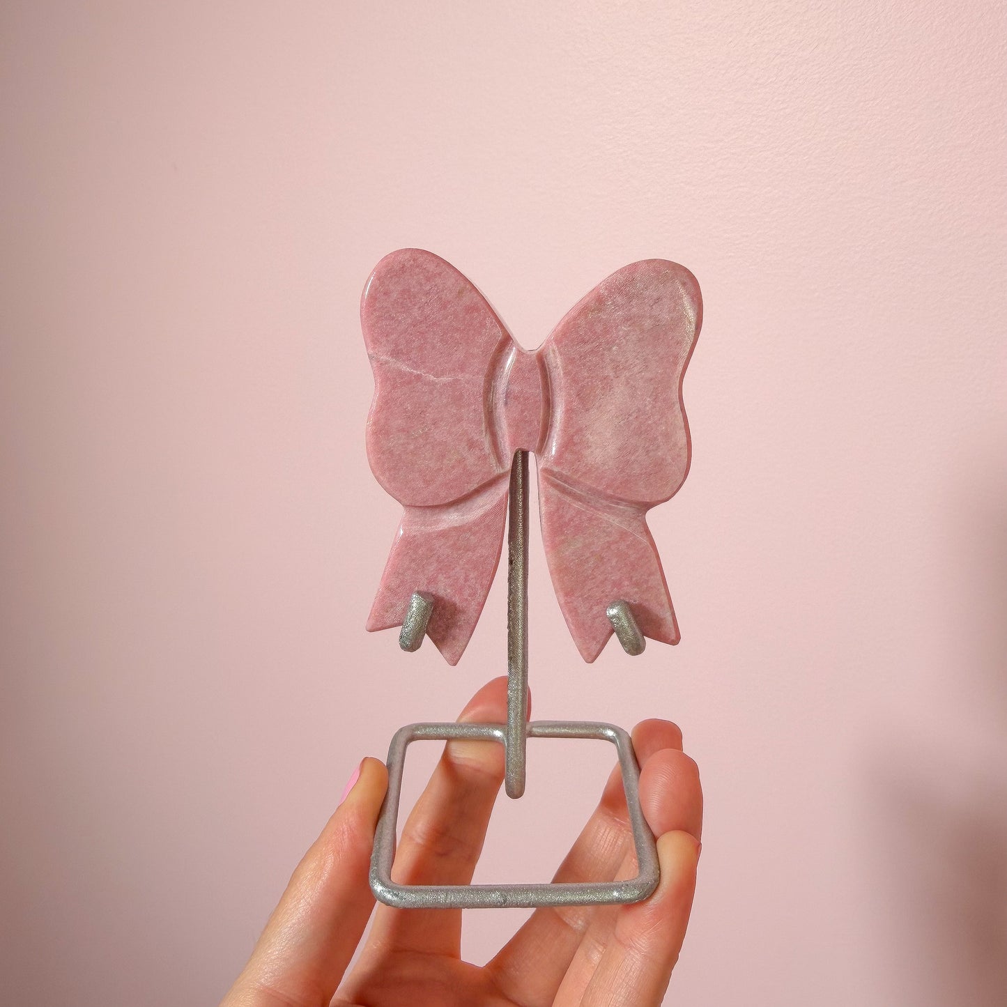 Pink Thulite Bows On Stand