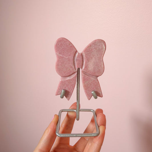 Pink Thulite Bows On Stand