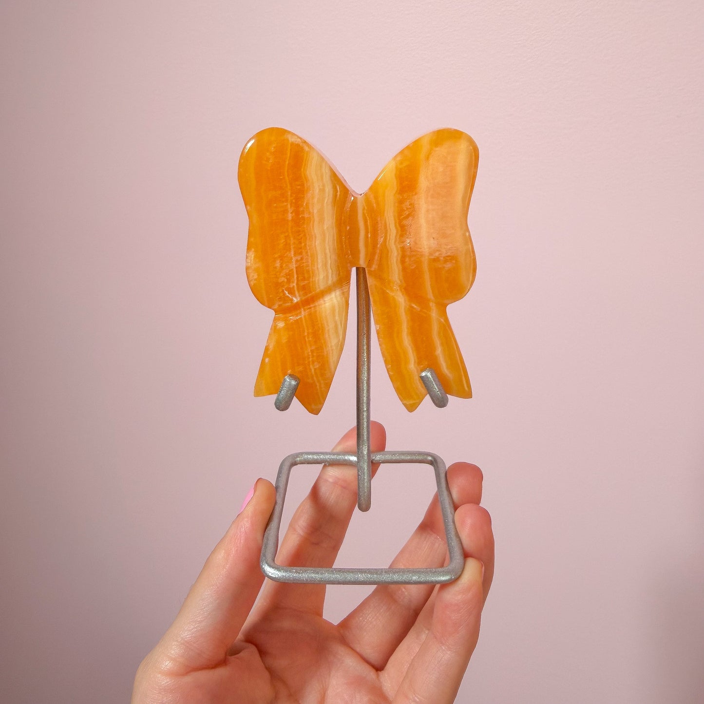 Orange Calcite Bow On Stand