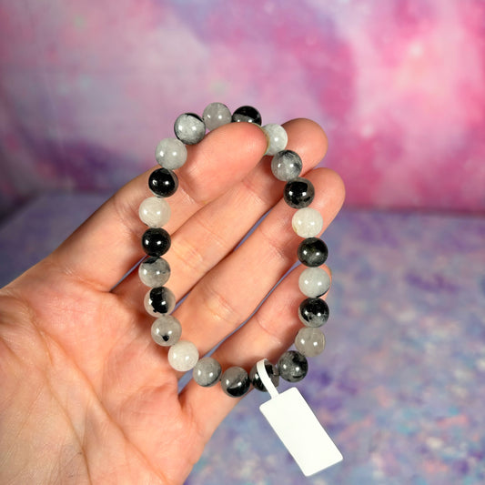 Black Tourmaline/Quartz 8mm Bracelet